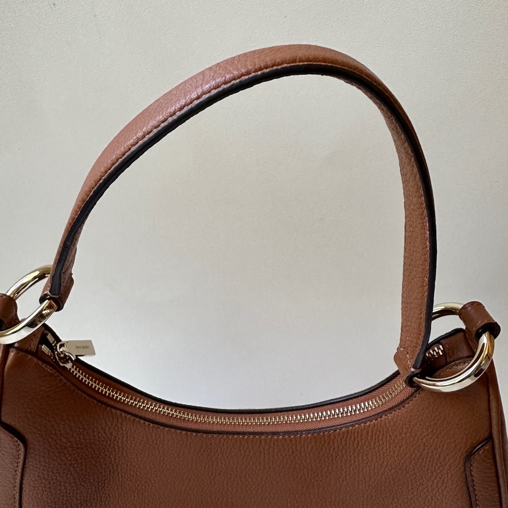 KATE Spade Leila Pebbled Leather Shoulder Bag Purse Warm Gingerbread - Picture 9 of 13